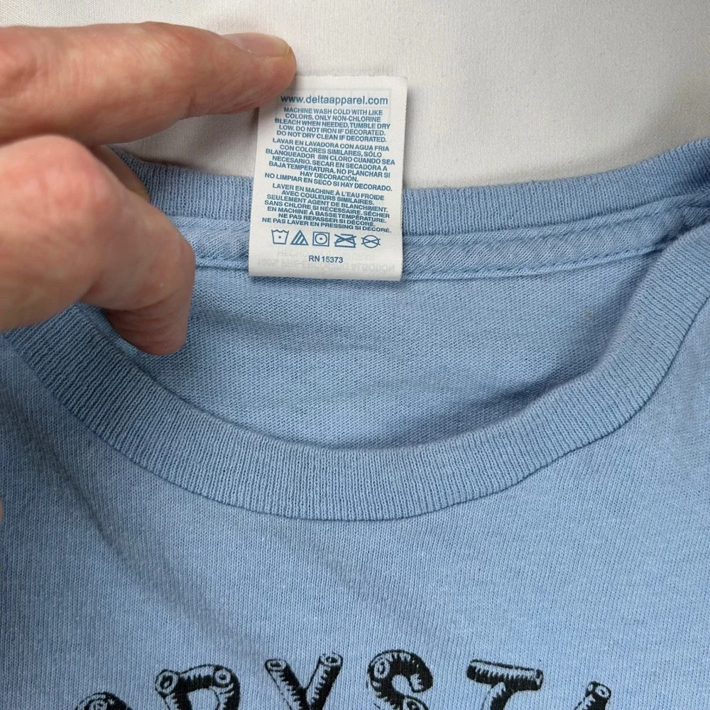 Friday the 13th Camp Crystal Lake Jason Voorhees Blue Graphic T-Shirt Mens Small